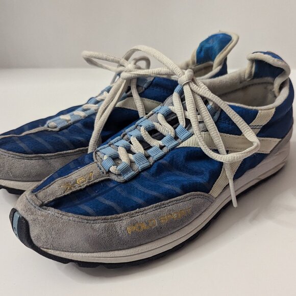GREAT CONDITION Blue EUC Polo Sport X-67 sneakers Women's Size 6.5 - Picture 3 of 15